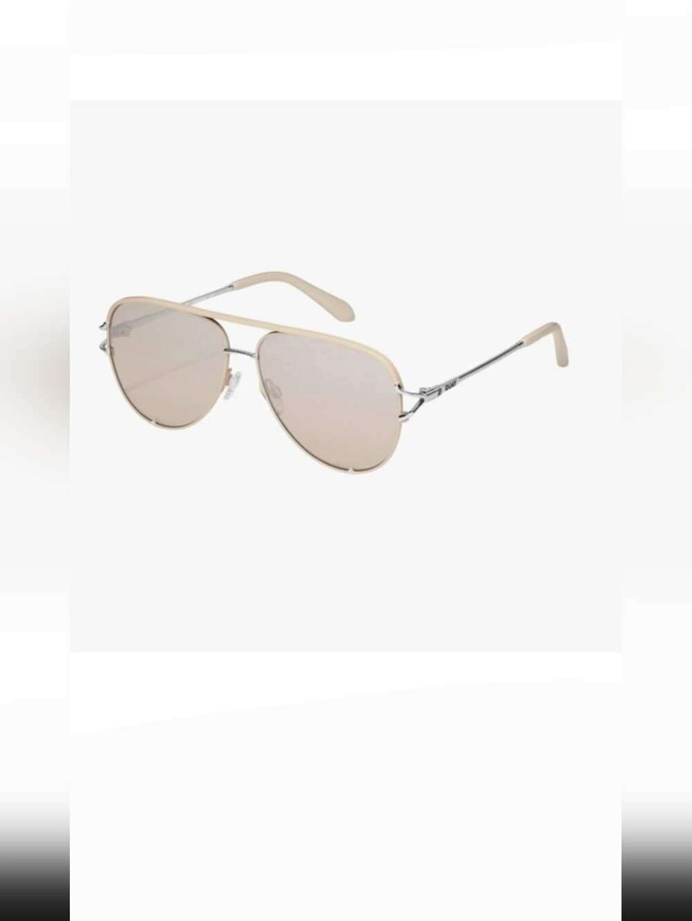 Quay Women's High Key Twist Silverโ Champagne Flash Aviator Sunglasses new